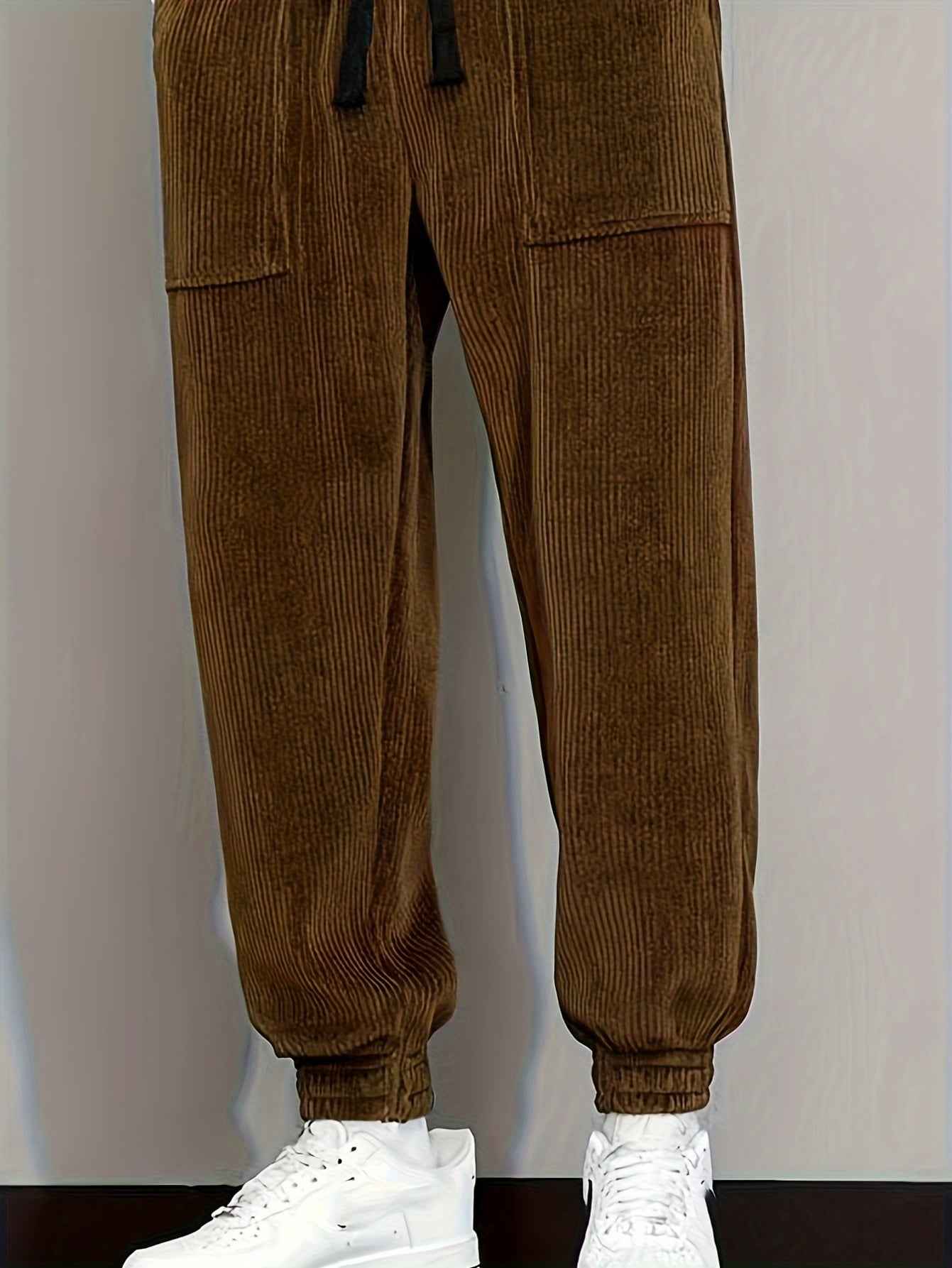 Men's Corduroy Casual Pants - Straight Leg Anti-Wrinkle Trousers