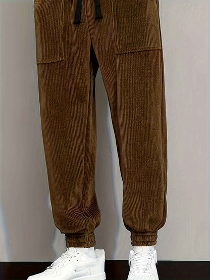 Men's Corduroy Casual Pants - Straight Leg Anti-Wrinkle Trousers