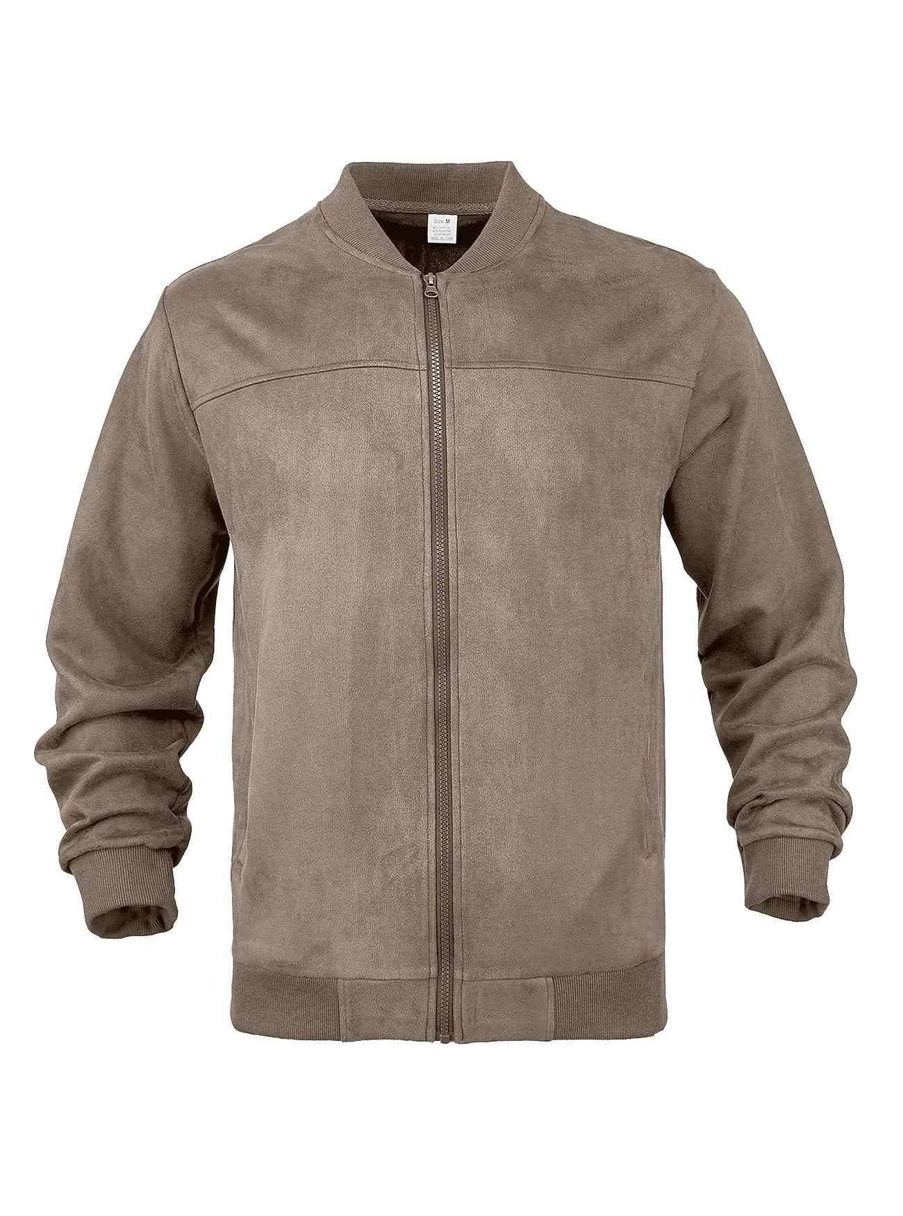 Men's Solid Color Minimalism Casual Suede Zip Jacket