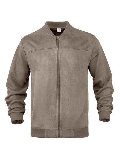 Men's Solid Color Minimalism Casual Suede Zip Jacket