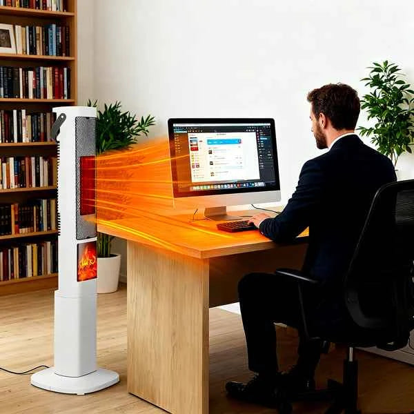 Fast Heating Oscillating Space Heater - 120° Wide Angle 30% Faster Warmth, 3D Flame, 5 Timer & Remote Control, Safe Quiet Heater For Bedroom Office