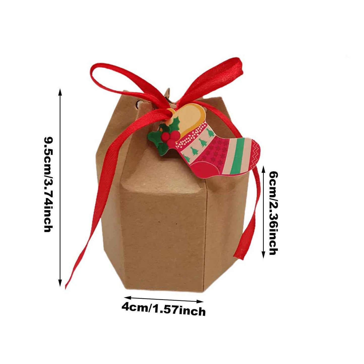 24 Pcs Christmas Treat Boxes with Cards & Ribbon - Xmas Tree Santa Kraft Paper - DropOnline.co