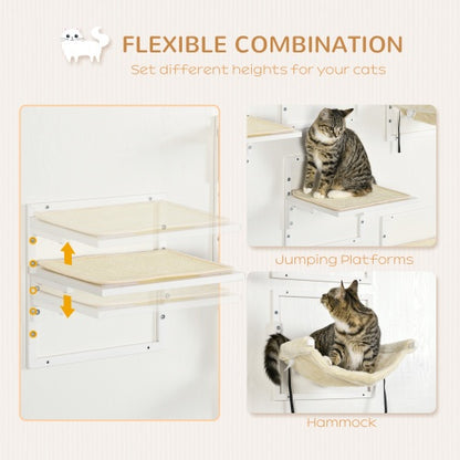 PawHut 6-pc Modern Cat Wall Shelves For Indoor Cats, Height Adjustable Jumping Platforms - DropOnline.co