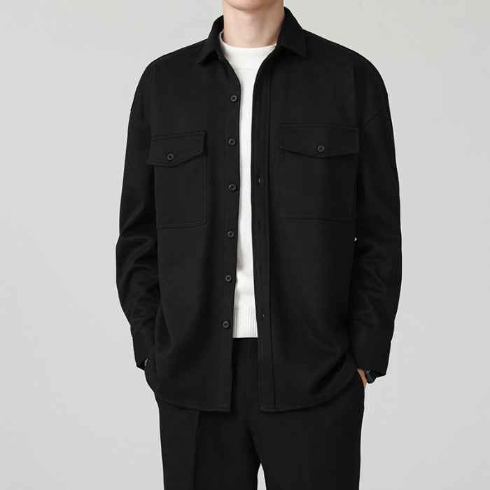 New Thickened Men's Workwear Long-sleeved Loose Wool Casual Jacket