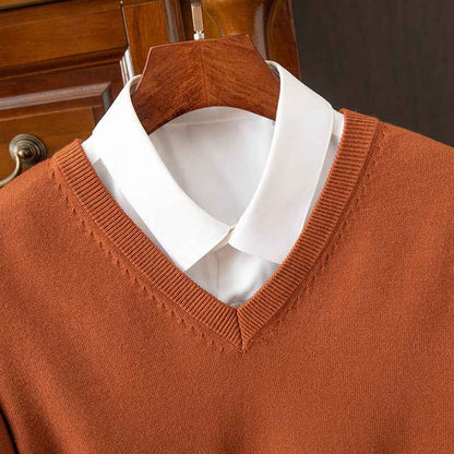 Knitted Sweater V-neck Men's Pullover Base Shirt
