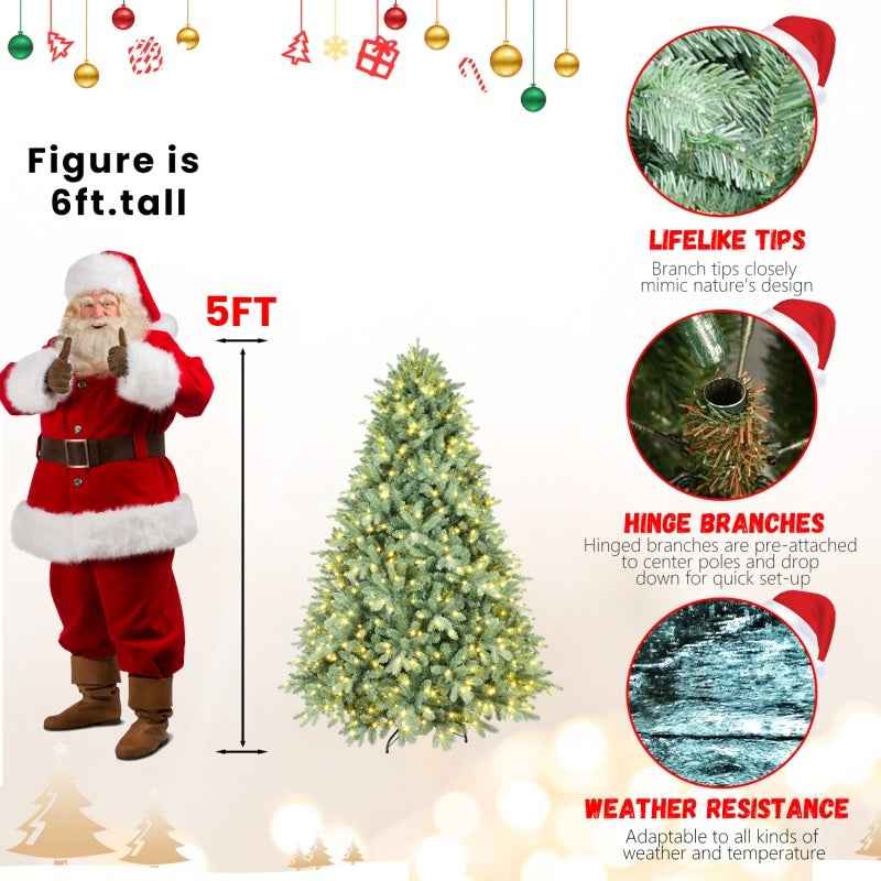 PE/PVC Christmas Tree - Green Realistic Holiday Tree