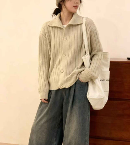 Vertical Single-breasted Turtleneck Knitting Idle Style Small Sweater