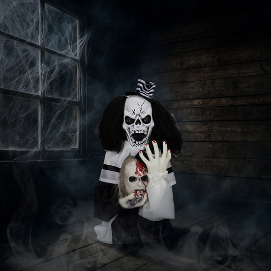 1.8ft Scary Clown Halloween Decoration - Sound-Activated Party Decor