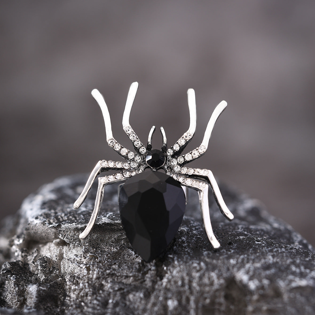 Halloween Spider Ring - Rhinestone Open Ring for Women