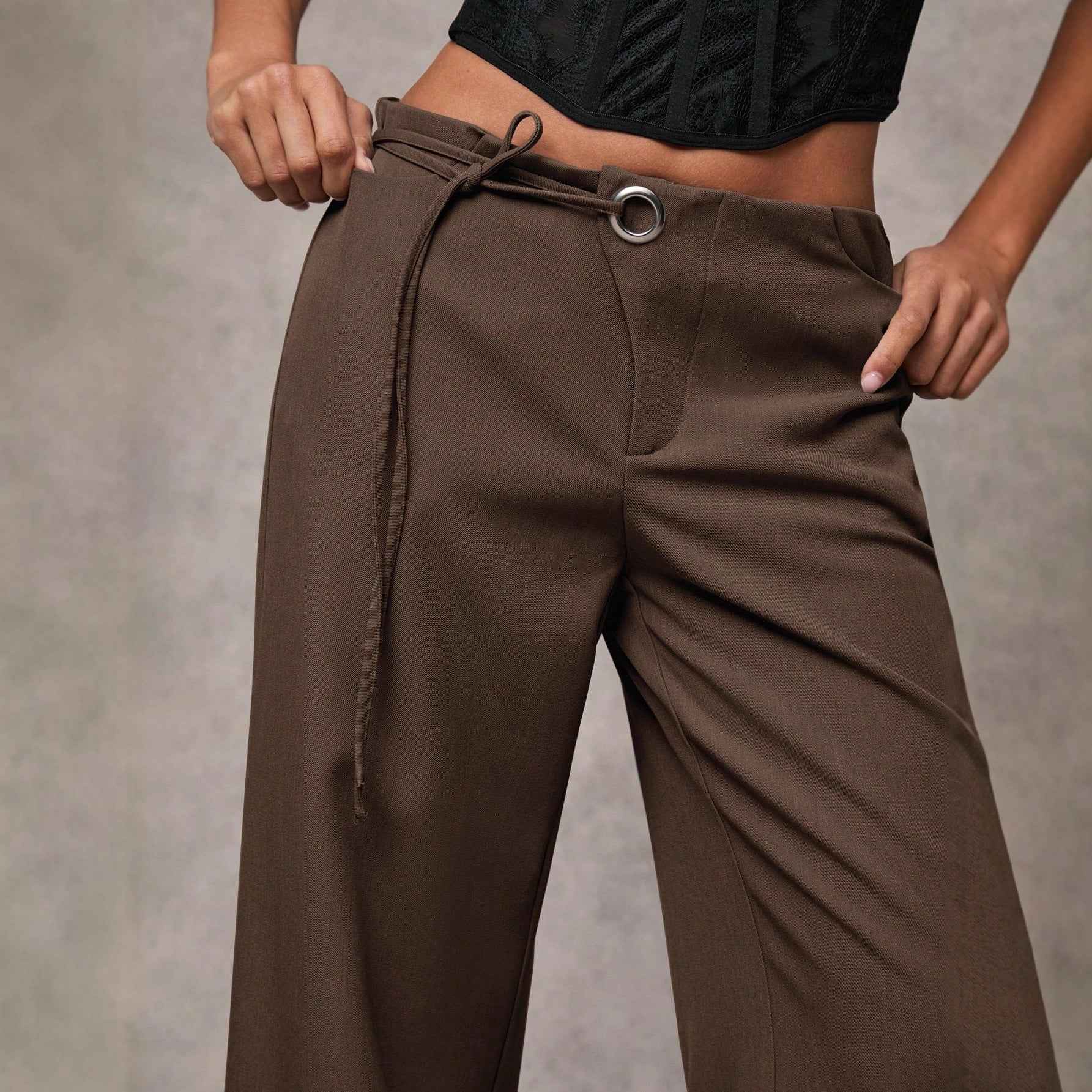 Women's Casual Fashion Design Low-waist Slightly Flared Suit Pants