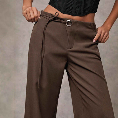 Women's Casual Fashion Design Low-waist Slightly Flared Suit Pants