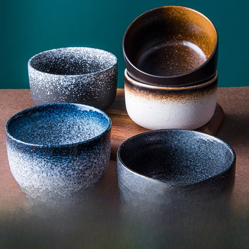 Japanese-Style Porcelain Rice Bowl - Microwave Safe Ceramic Dining Bowl