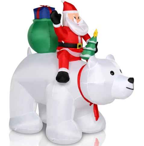 6ft Santa Claus Rides Polar Bear - 15W 7pcs LED Garden Decoration - DropOnline.co