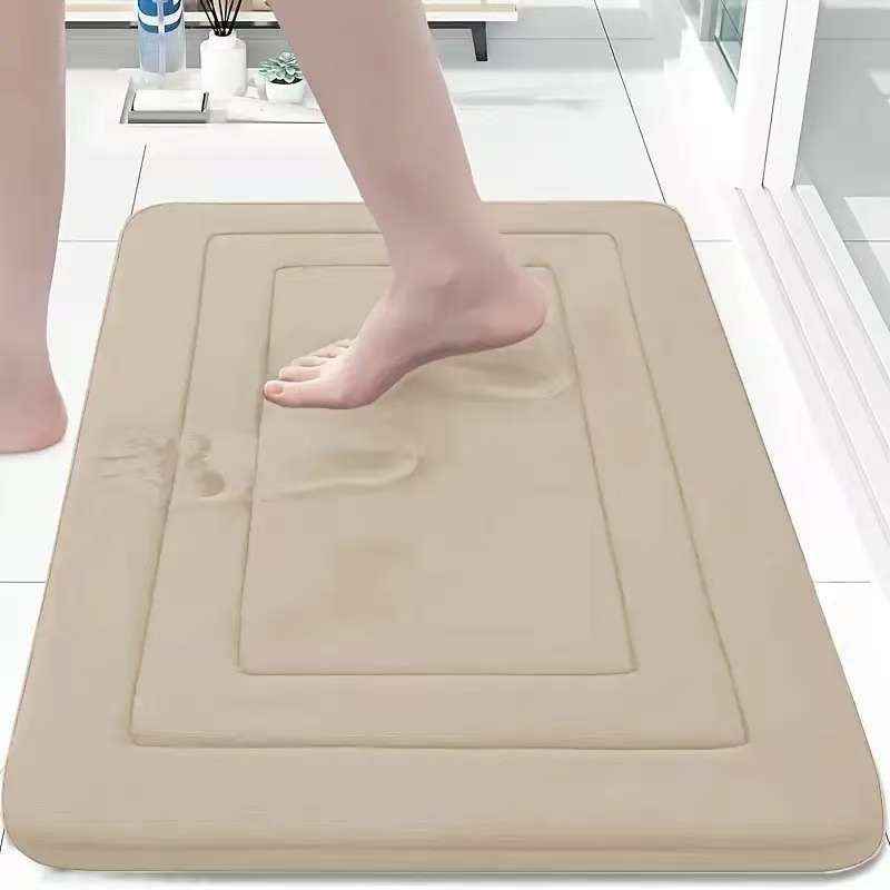 Bathroom Mat With Thickened Memory Foam Anti-Slip Mat For Bathroom Entrance Coral Velvet Foot Mat