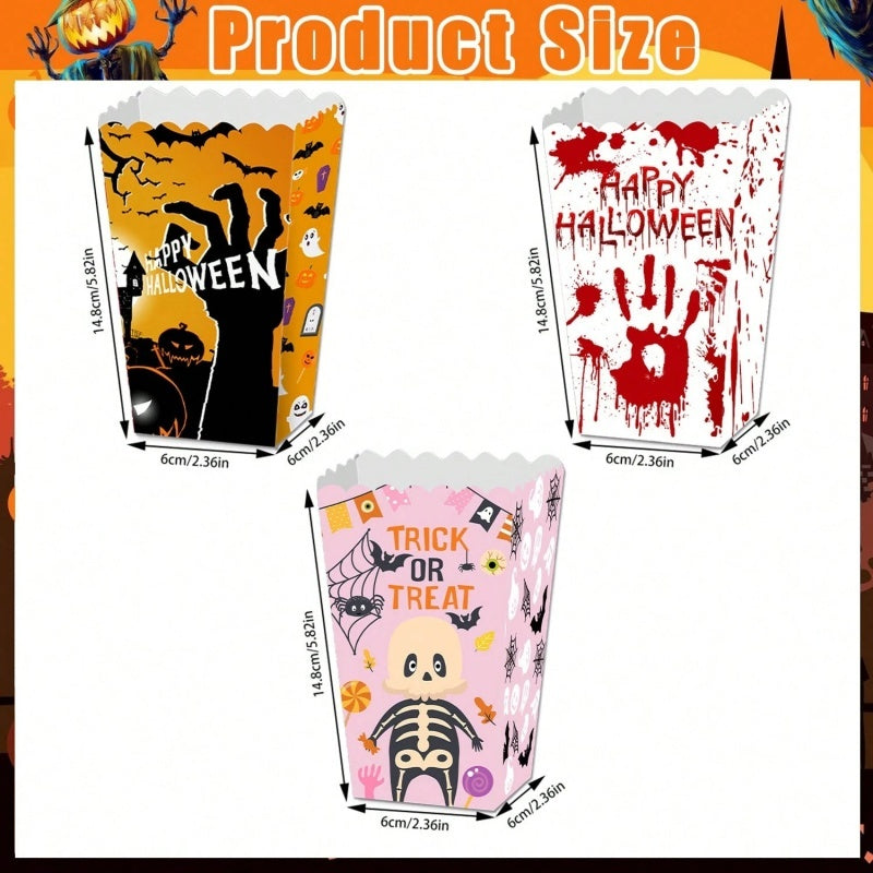 Halloween Popcorn Boxes - 12 Pcs Ghost Bat Party Snack Containers