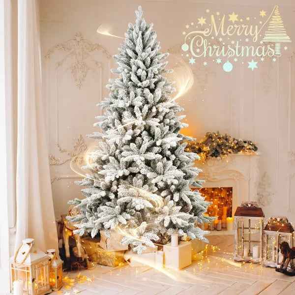 7FT Unlit Artificial Christmas Tree - 1514 Premium PVC Branches Hinged by LiMei - DropOnline.co