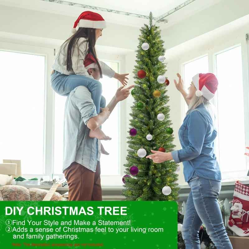 PVC Pencil Christmas Tree - 5ft-7ft Slim Green Design