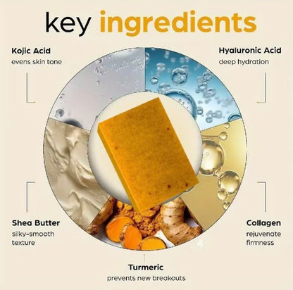 Kojic Acid Dark Spot Remover Soap Bars With Vitamin C, Retinol, Collagen, Turmeric - Original Japanese Complex Infused With Hyaluronic Acid, Vitamin E, Shea Butter, Castile Olive Oil - DropOnline.co