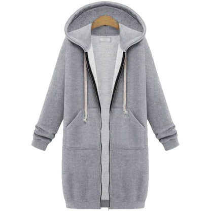 Hooded Long Sleeve Sweater Fleece Long Jacket - DropOnline.co
