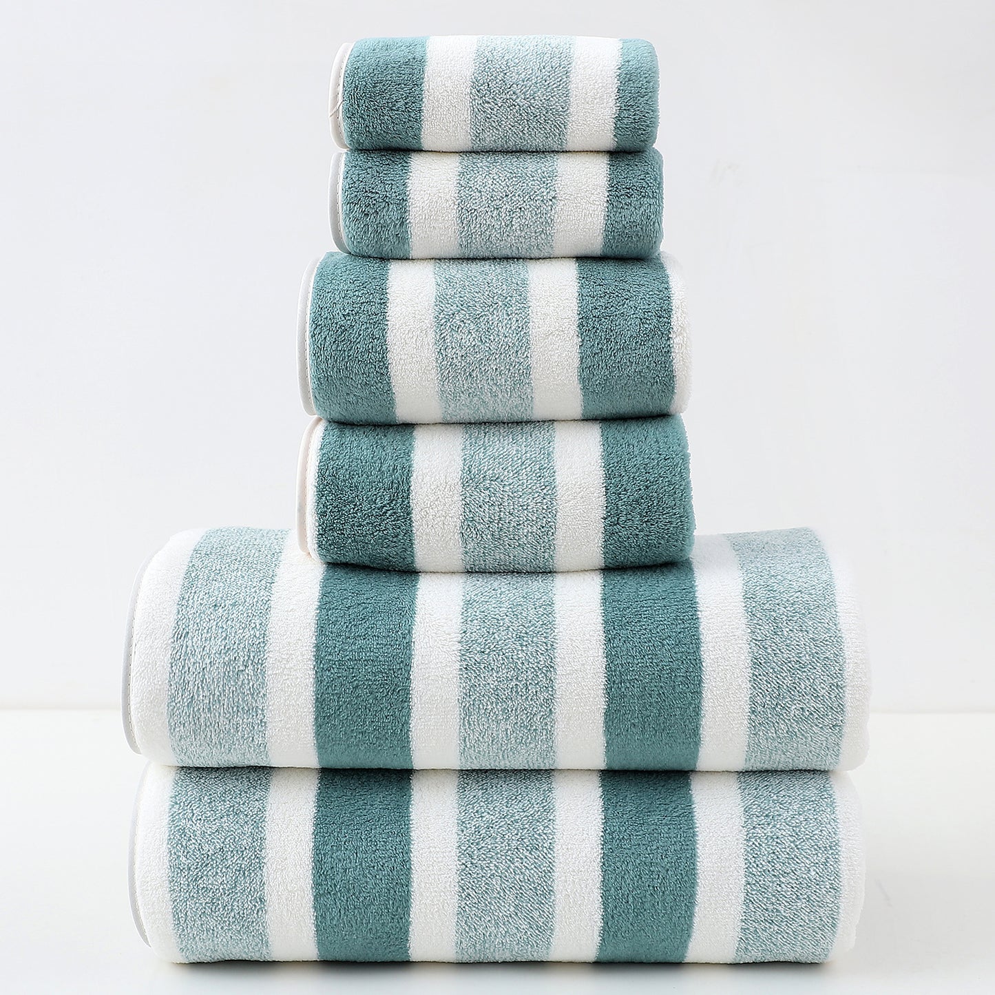 Wide And Narrow Striped Towel Set Coral Fleece Bath Towel