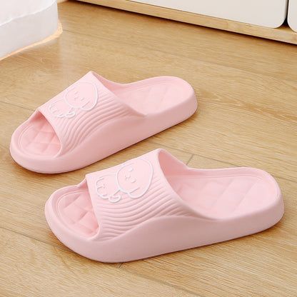 Cute Cartoon Dog Slippers Summer Solid Color Non-slip Rhombus Bathroom Slipper Indoor House Shoes For Men Women Couples - DropOnline.co