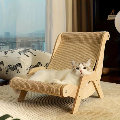 2-in-1 Cat Hammock And Scratching Post Durable Linen Rope Pet Rest Chair For All Seasons - DropOnline.co