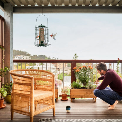 1Pc Outdoor Wild Bird Feeder Squirrel-Proof Chew-Proof Metal Hanging Seed Feeder With 4 Feeding Port For Small Songbirds - DropOnline.co