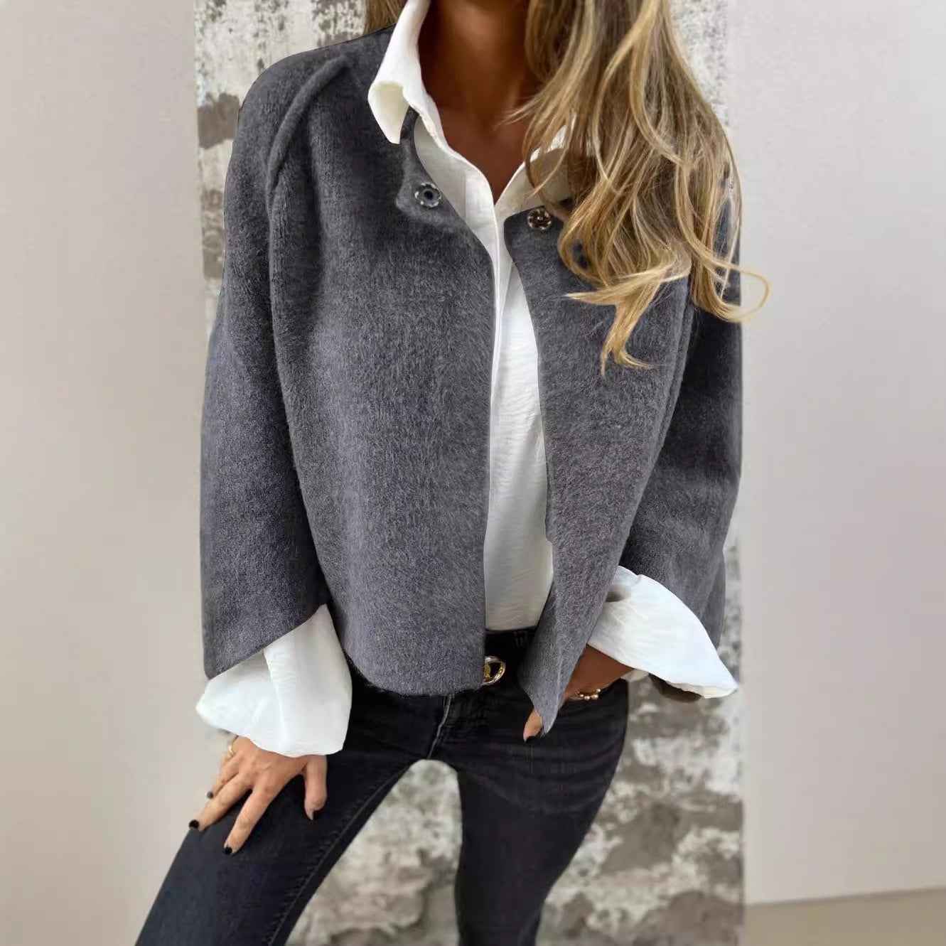Lady's Bat-sleeve Cardigan Short Cashmere Coat
