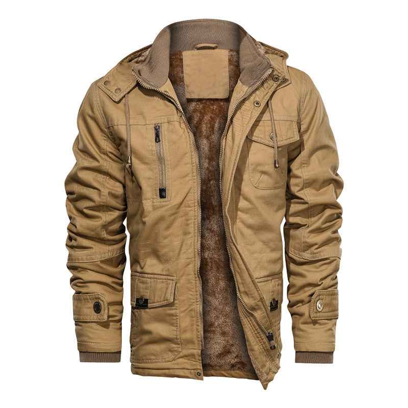 Fashionable Extra-thick Fleece-lined Men's Work Jacket