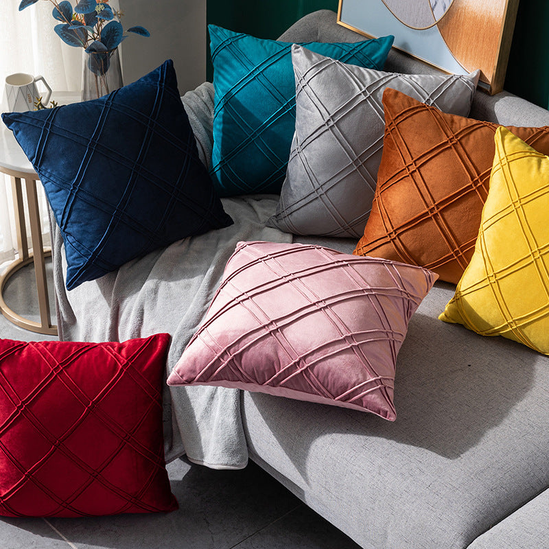 Luxurious Velvet Plaid Pillowcase - Premium Decorative Cushion Cover