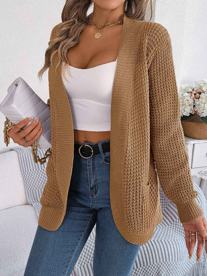 Women Casual Pocket Long Sleeve Knit Cardigan Sweater