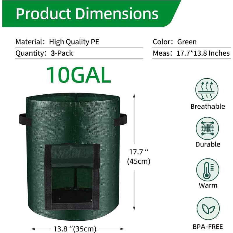 10 Gallon -6 Pack Potato Grow Bags