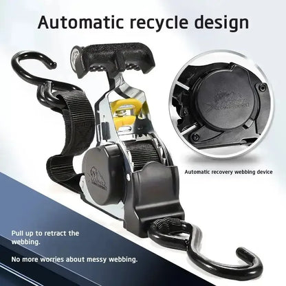 Ratchet Tie Down Straps - Auto Retractable Ratchet Straps Heavy Duty 1500lbs 4 Pack With S Hooks, For Securing Cargo Luggage Motorcycle Truck Boat, 3.3m, Black