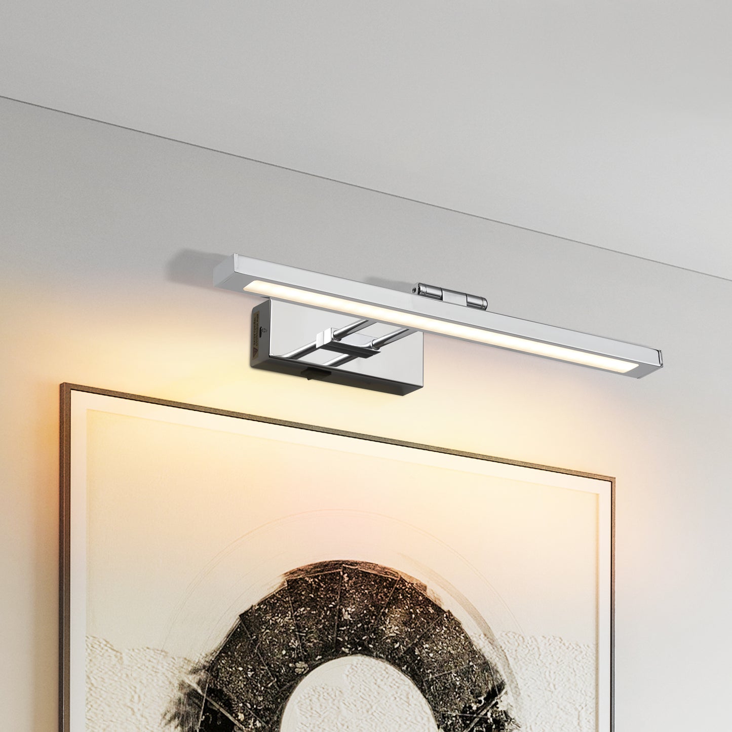 Battery Picture Light, 16 Inch Wireless Picture Light For Painting With Remote,Full Metal Rechargeable Art Light,Wall Sconce Display Lighting For Portrait, Photo Frame,Gallery, -Chrome