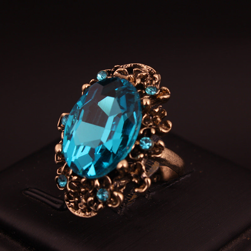 Crystal Gemstone Ring - Adjustable Large Stone Statement Piece