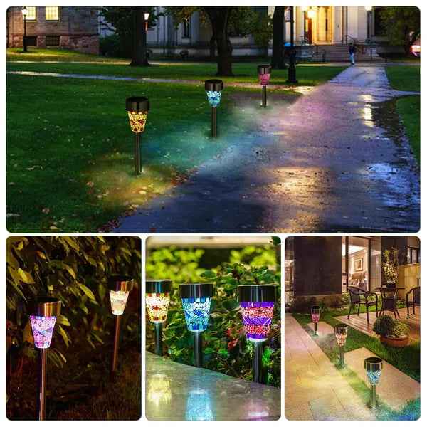 6Packs Solar Garden Lights Outdoor Solar Pathway Lights IP44 Water-resistant Landscape Lights 8Hrs Lawn Lamps For Yard Driveway Walkway