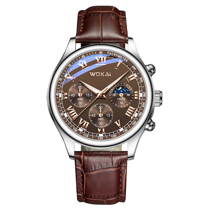 Fashion Quartz Watch - Leather Strap Timepiece