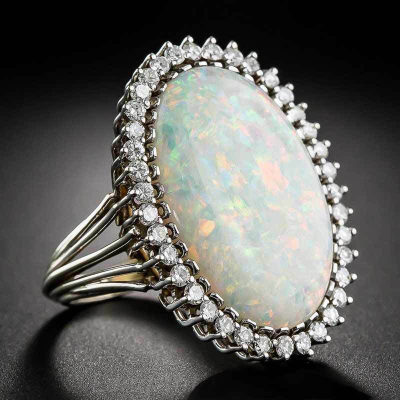 Opal Cocktail Ring - Fashion Women's Artificial Opal Statement