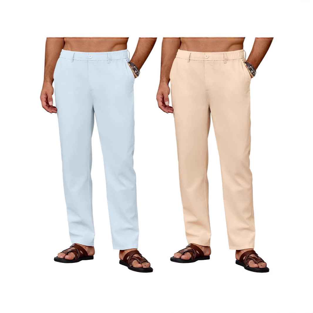 Men's Casual Breathable Drawstring Pants Breathable Casual Pants With Slight Stretch