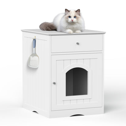 Wooden Pet House Litter Box Fence With Drawers - DropOnline.co