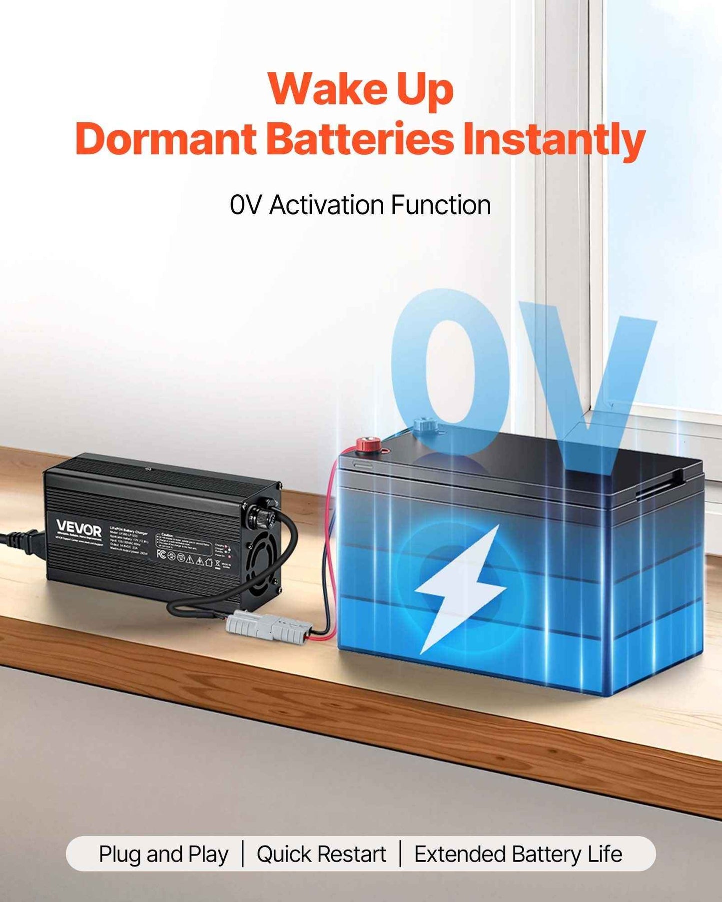 12V 20A Lithium Battery Charger 14.6V AC-DC LiFePO4 Smart Charger For RV