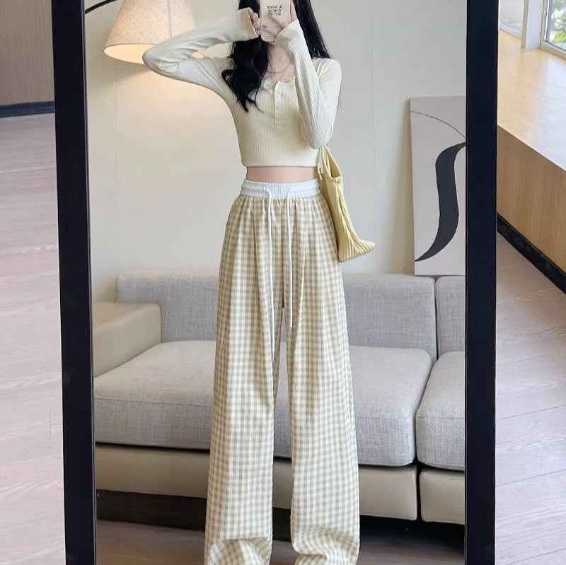 Women's Thin High-Waist Drape Straight Versatile Casual Pants