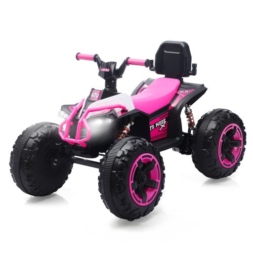 Ride On Toy Car,12V  Electric ATV Car For Kids, 4 Wheeler Electric Toy Car With Bluetooth,light,Leather Seaters,,for Boys,Girls,indoor And Out Door