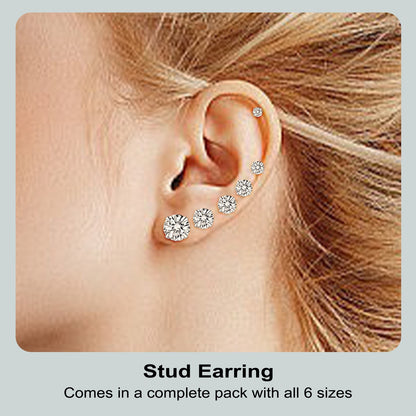 Huazi Diamond, Butterfly Buckle Titanium Steel Stud Earrings 6 Pairs - DropOnline.co