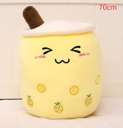 Boba Tea Plush Toy - Cute Strawberry Milk Tea Stuffed Animal Pillow Cushion for Kids - DropOnline.co