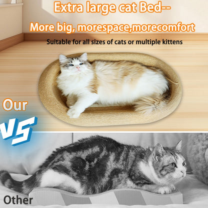 Large Space Sisal Cat Scratching Board Cat Bed, One-piece Enlarged And Widened Wear-resistant And Non-chipping Cat Scratching Basin With Cat Ball Toy, Concave Design Cat Bed For Scratching And Sleepin - DropOnline.co