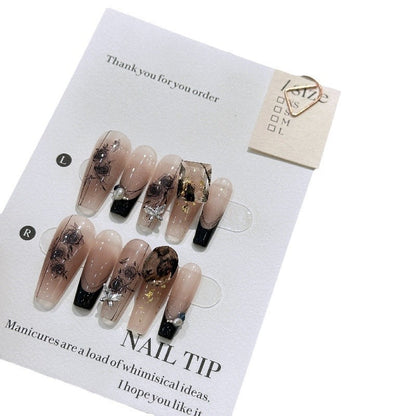 Handmade Long Camellia Girl Nail Tip - DropOnline.co