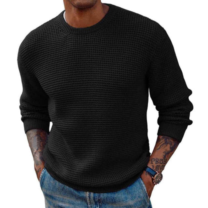 New Solid Color Round Neck Sweater Pullover Men's Clothing