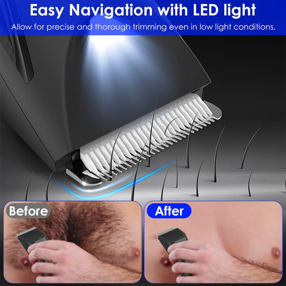 1Pc 2 In 1 Electric Body Trimmer For Men Cordless Beard Groin Ball Pubic Hair Shaver IPX7 Waterproof Razor With LED Light LCD Display Guard Comb Shaving Head - DropOnline.co