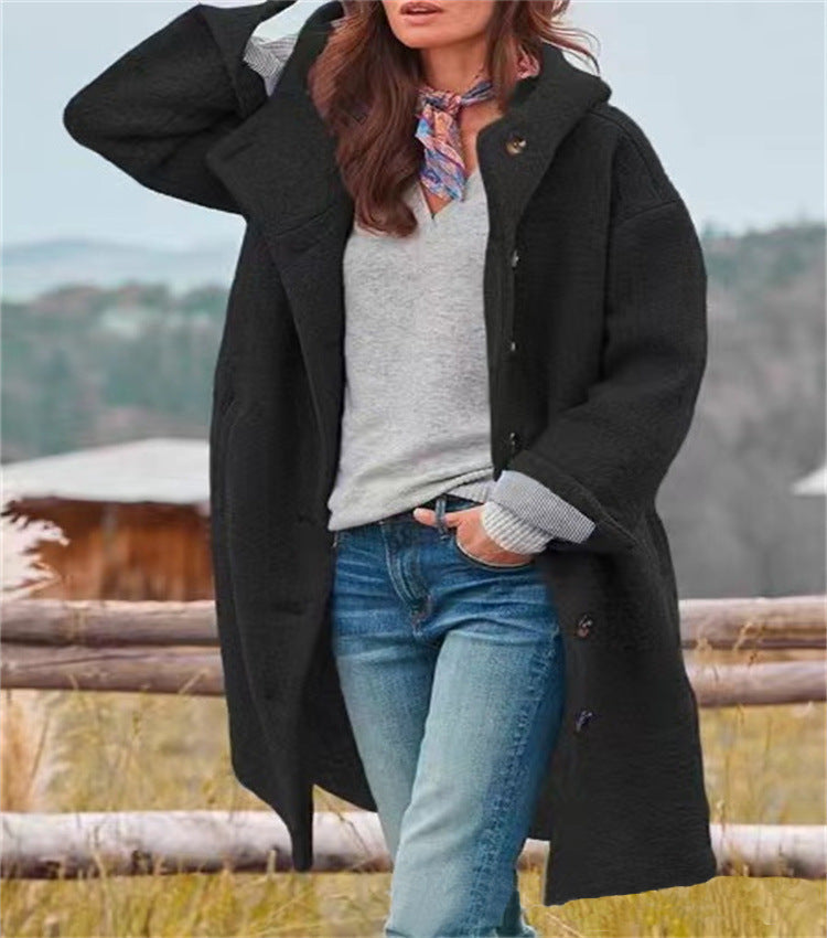 Women's Casual Hooded Lapel Windbreaker